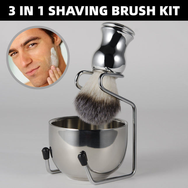 3 IN 1 Mens Beard Brush Soft Nylon Hair Portable Facial Shaving Grooming Tool