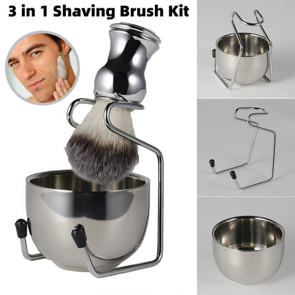 3 IN 1 Mens Beard Brush Soft Nylon Hair Portable Facial Shaving Grooming Tool