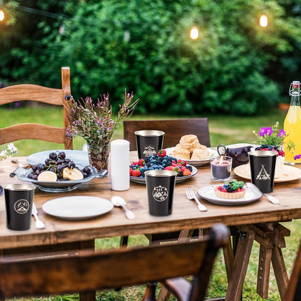 Set of 4 Outdoor 304 Stainless Steel Cups Coffee Tea Beer Camping Water Cups