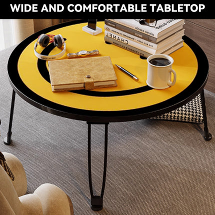 Foldable Small Table with Smiley Face Pattern Childrens Study Desk Play Table