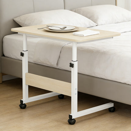 Adjustable Bedside Table with Wheels Laptop Desk Overbed Table