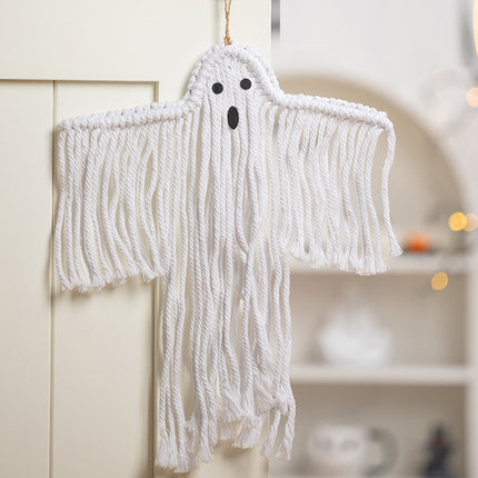 Halloween Ghost Hanging Decoration Handwoven Cotton for Home Party Yard Porch