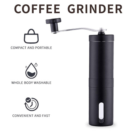 Stainless Steel Manual Coffee Grinder Ceramic Burr Portable Silver Black