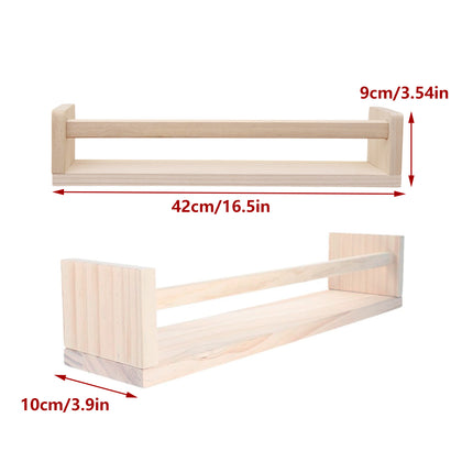 Wall Mounted Wooden Shelf Multi Purpose Home Storage Rack for Kitchen Bathroom