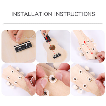 DIY Ukulele Kit 21 inch Natural Wood Paint Round Heart Sound Hole Beginner