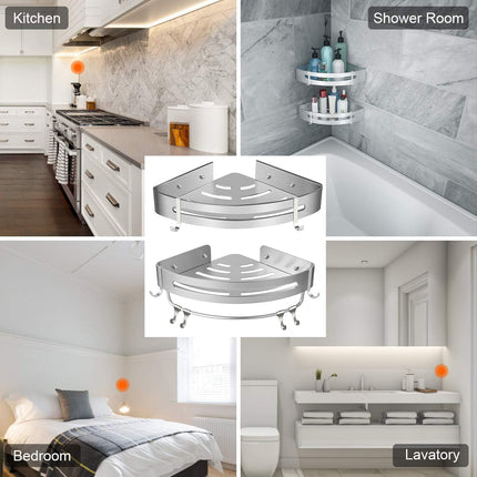 Wall Mounted Bathroom Shelf Triangle Corner Shower Storage Rack for Toiletries