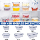 24PCS Kitchen Fridge Food Storage Containers Food Safe 60-1000ml Clear Stackable