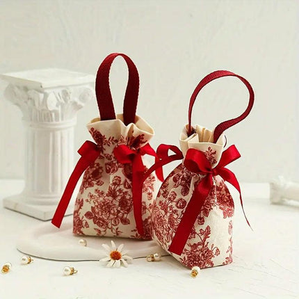 10pcs Candy Bags Wedding Canvas Drawstring Bags Party Favor Gift Bags for Candy