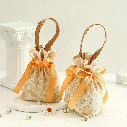 10pcs Candy Bags Wedding Canvas Drawstring Bags Party Favor Gift Bags for Candy
