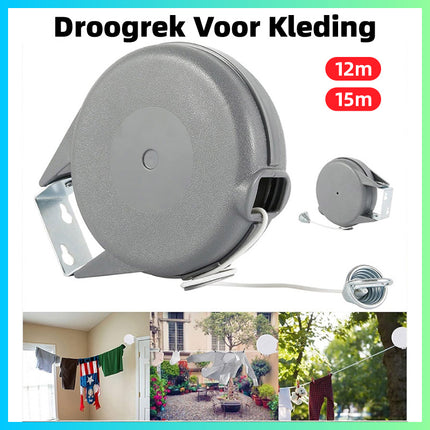 Retractable Clothesline Drying Rope Wall Mounted 12M 15M Rack for Indoor Outdoor