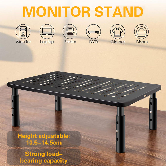 3 Height Adjustable Monitor Riser Laptop Printer Computer Stand Desktop Shelf