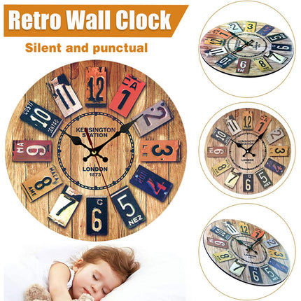 Wooden Wall Clock Round Shape Creative Design For Living Room Bedroom Decoration