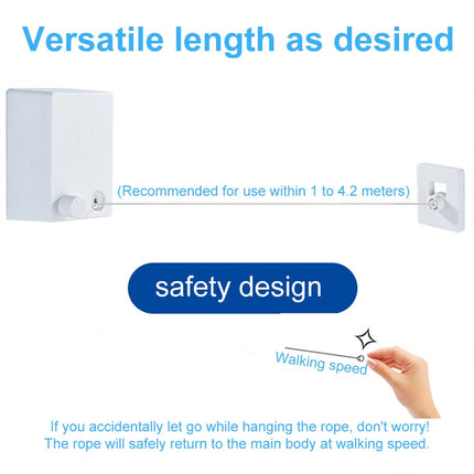 Invisible Clothesline Indoor No Drill Retractable 4.2m Space Saving High Quality