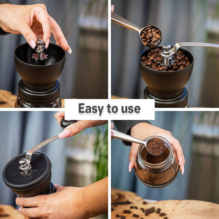 Manual Coffee Bean Grinder Glass Hand Crank Portable Grinding Mill for Home Use