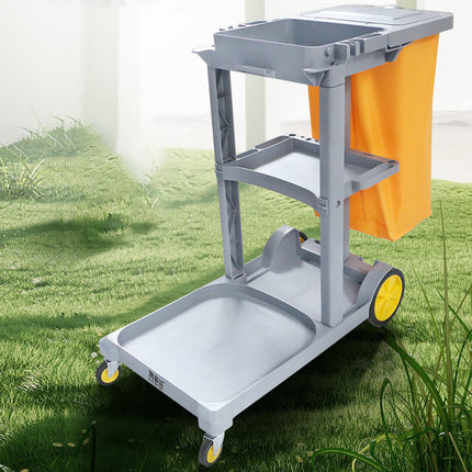 Multi-Functional Cleaning Trolley Cart Hand Push Housekeeping Utility Storage
