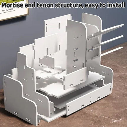 Desktop Stationery Organiser Rack with Side Bookend Drawer for Pens Markers