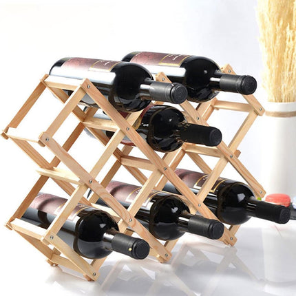 Wine Rack Wooden Display Rack Holds 5 or 10 Bottles for Home Decor Sturdy Durable