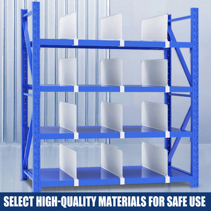 Shelf Dividers 5PCS White Snap On Partition 3 Sizes for Garage Warehouse Pantry