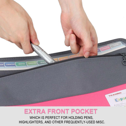 Double Zipper 13 Pocket Accordion File Folder Waterproof Durable for Documents