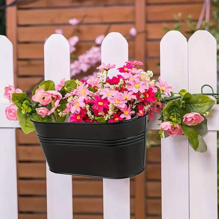 3pcs Double Hooks Hanging Planter Basket for Balcony Fence Outdoor Garden Pots