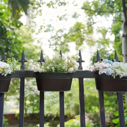 3pcs Double Hooks Hanging Planter Basket for Balcony Fence Outdoor Garden Pots