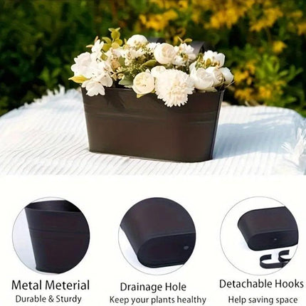 3pcs Double Hooks Hanging Planter Basket for Balcony Fence Outdoor Garden Pots