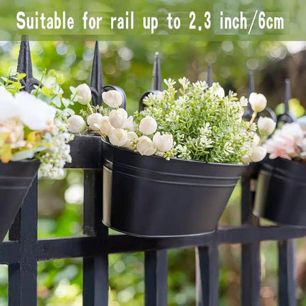 3pcs Double Hooks Hanging Planter Basket for Balcony Fence Outdoor Garden Pots