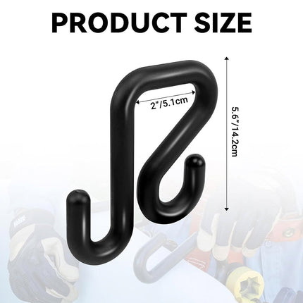 6PCS Aerial Bucket Hook Set S-Shape Black 2 Inch for Garage Workshop Storage