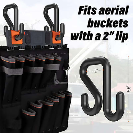 6PCS Aerial Bucket Hook Set S-Shape Black 2 Inch for Garage Workshop Storage