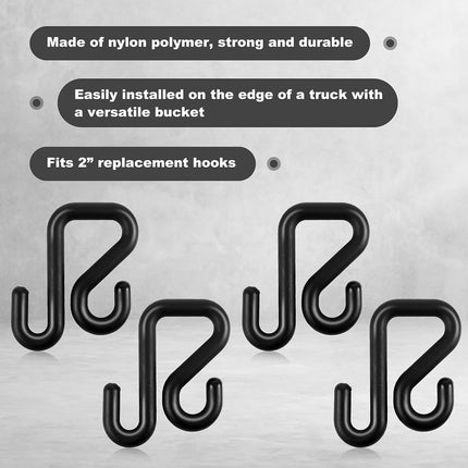6PCS Aerial Bucket Hook Set S-Shape Black 2 Inch for Garage Workshop Storage