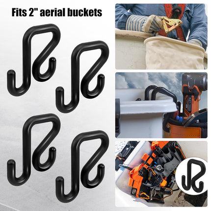 6PCS Aerial Bucket Hook Set S-Shape Black 2 Inch for Garage Workshop Storage