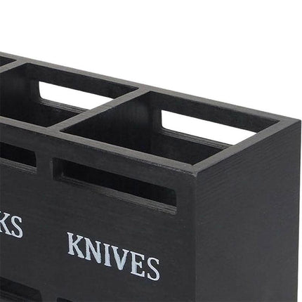 Wooden Knife Fork Storage Box Chopsticks Spoon Organizer Rectangular Kitchen