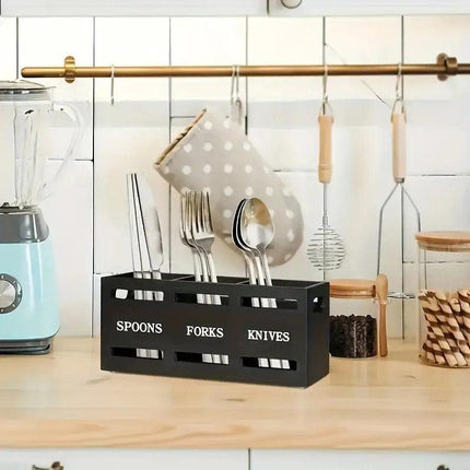 Wooden Knife Fork Storage Box Chopsticks Spoon Organizer Rectangular Kitchen