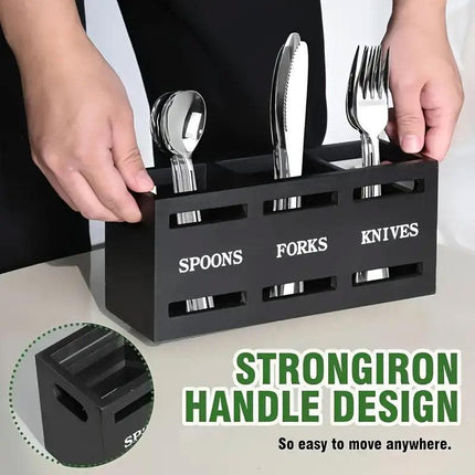 Wooden Knife Fork Storage Box Chopsticks Spoon Organizer Rectangular Kitchen