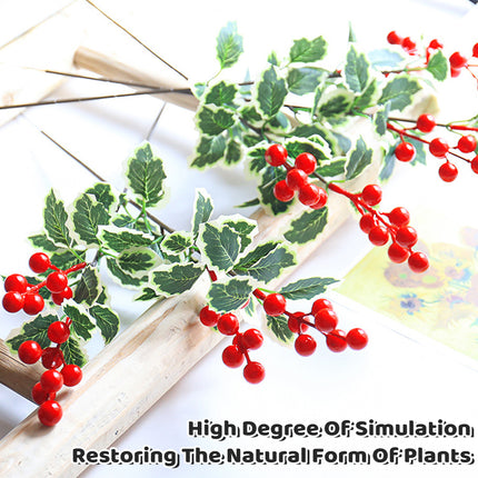 12PCS Artificial 7-Fork Red Berry Decorative Flowers for Christmas Home Party