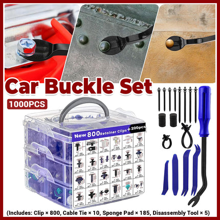 1000PCS Car Buckle Set Boxed Assorted Sizes for Fender Bumper Door Panel Repair