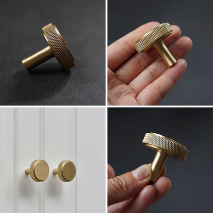 Brass Handle Modern Simple Knurled Copper Pull Closet Drawer Cabinet Door Handle