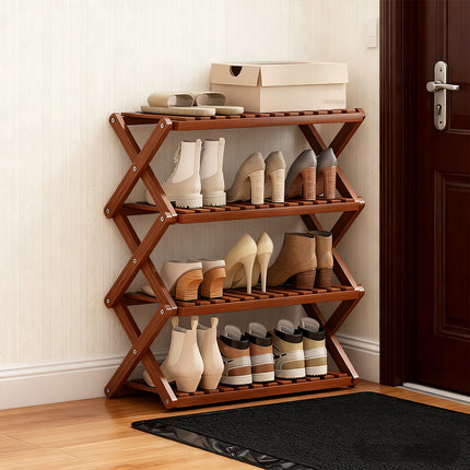 Multi-Layer Shoe Rack Bamboo Non-Slip for Home Entryway Space Saving Storage
