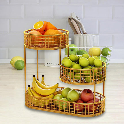 Fruit Basket 3 Tier Aesthetic Metal Stand for Kitchen Counter Dining Room Use
