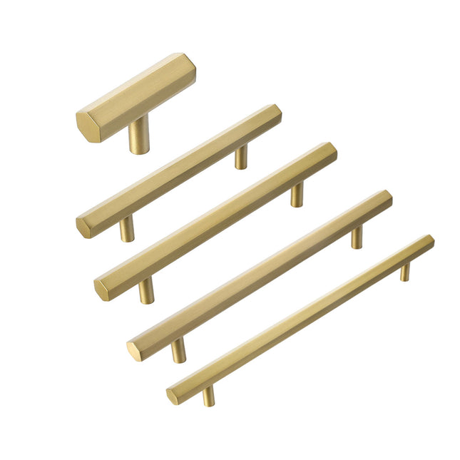 Gold Wardrobe Door Handle Modern Simple Hexagonal Long Pull for Cabinet Drawer