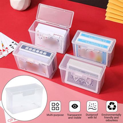Card Storage Box Set 4PCS Plastic Transparent Case for Game or Business Cards