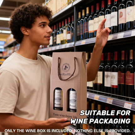 Handheld Wine Gift Box Single or Double Bottles Corrugated Cardboard Durable