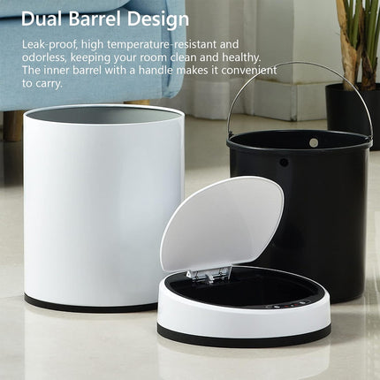Sensor Trash Bin 12L Automatic Motion Rubbish Can White for Kitchen Home Use