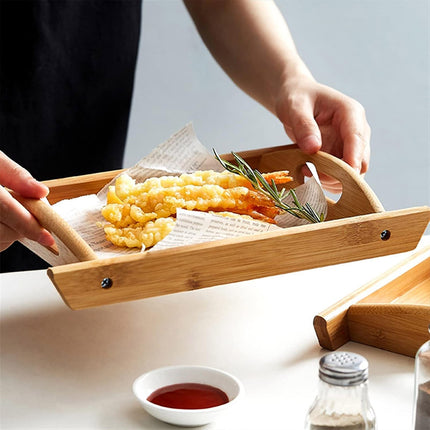Rectangular Bamboo Tray Household Tea Serving Plate Kitchen Snack Dish Organizer