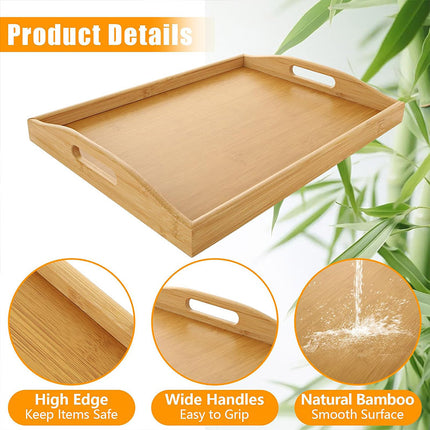Rectangular Bamboo Tray Household Tea Serving Plate Kitchen Snack Dish Organizer