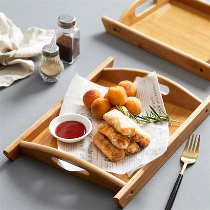 Rectangular Bamboo Tray Household Tea Serving Plate Kitchen Snack Dish Organizer