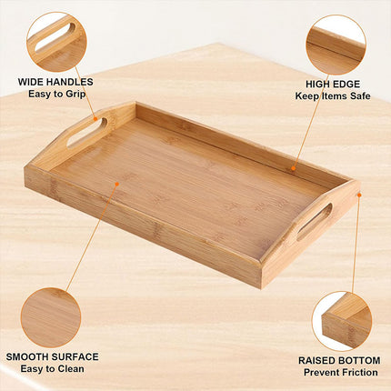 Rectangular Bamboo Tray Household Tea Serving Plate Kitchen Snack Dish Organizer