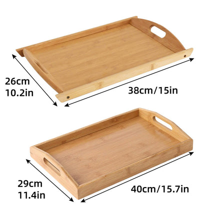 Rectangular Bamboo Tray Household Tea Serving Plate Kitchen Snack Dish Organizer