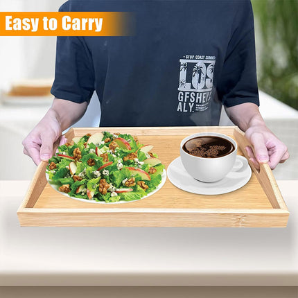 Rectangular Bamboo Tray Household Tea Serving Plate Kitchen Snack Dish Organizer