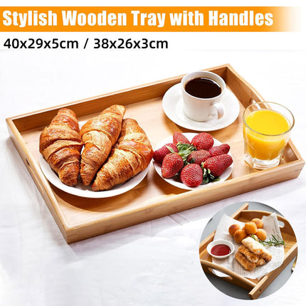 Rectangular Bamboo Tray Household Tea Serving Plate Kitchen Snack Dish Organizer